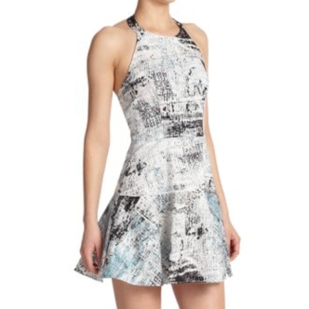 PARKER Leona Halter/Fit & Flare Dress in "Aegean"